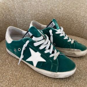 Golden Goose Superstar sneakers, green velvet, size 37